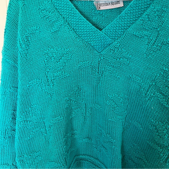 Elegant Teal V-Neck Sweater - Picture 2 of 5